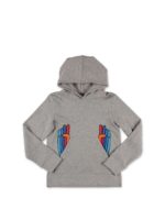 Felpa grigia con cappuccio e stampe