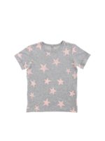 T-shirt grigia con stampa stelle effetto vint