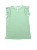 Top verde menta con volant plissettato