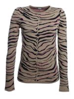 Pullover beige stampa zebrata