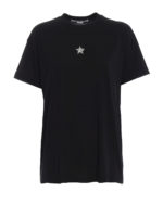 T-shirt nera con stella di cristalli