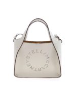 Borsa Tote con logo traforato color crema