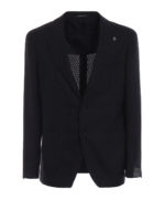 Blazer in lana occhio di pernice blu marrone