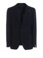 Blazer in misto cotone e lana blu scuro