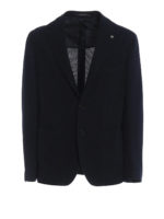 Blazer in cotone lavorato blu scuro