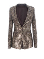 Blazer in paillettes con motivo leopardato