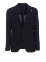 Giacca in lana e lino blu marrone