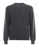 Girocollo grigio scuro in lana pettinata