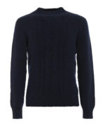 Pull in lana blu melange con trecce
