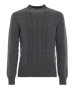 Pull in lana grigio melange con trecce