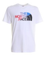 T-shirt bianca in jersey con stampe logo