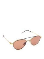 Occhiali da sole aviator in titanio blu e oro