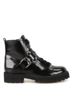 Anfibi allacciati in pelle nera lucida