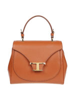 Borsa a mano in pelle con T in metallo