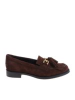 Mocassino marrone con nappe e frange