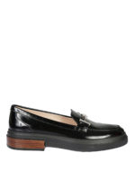 Mocassini in vernice nera flatform Double T