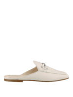 Sabot bianchi in pelle liscia con Double T