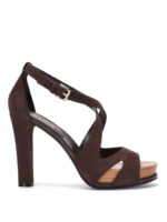 Sandalo 21A in camoscio e plateau