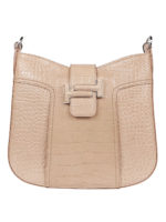 Borsa hobo in pelle stampa cocco con doppia T