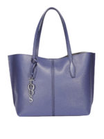 Tote Joy media navy in pelle martellata