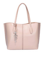 Tote Joy media rosa in pelle martellata
