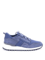 Sneaker blu in pelle e scuba