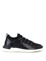 Sneaker nere in pelle e neoprene