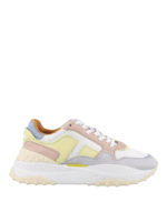 Sneaker multicolore in pelle e tessuto