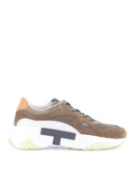 Sneaker multi tessuto con T in gomma