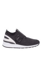 Sneaker in suede e tessuto nero con velcro