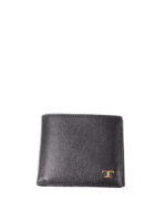 Portafoglio bifold in pelle con T dorata