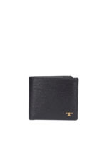 Portafoglio in pelle saffiano con logo T