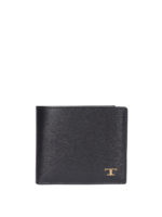 Portafoglio bifold in pelle testurizzata