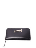 Portafoglio zip-around in pelle liscia