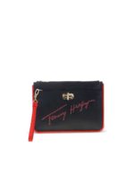 Pochette blu con logo glitter