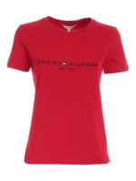 T-shirt rossa con ricamo a contrasto