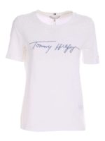 T-shirt bianca con ricamo logo lettering
