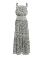 Abito lungo floreale con balza