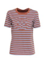 T-shirt a righe marroni e azzurre
