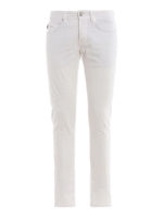 Jeans bianchi in denim bull rovinato