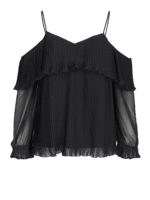 Blusa in georgette plisse nera