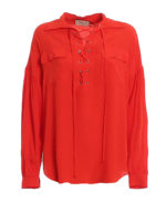 Blusa in misto seta con intreccio