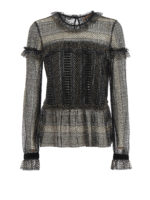 Blusa in lurex con volant a taglio vivo