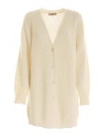 Cardigan color crema con charm logo