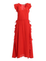 Abito in misto seta con volant