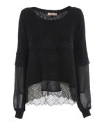 Pull con inserti in georgette e pizzo