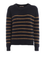 Pull con righe in lurex e bottoni