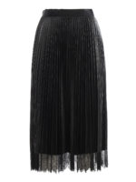 Gonna midi in similpelle plisse con pizzo
