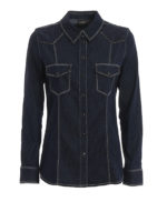 Camicia in cotone effetto denim con strass