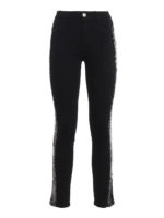 Jeans skinny con bande in paillettes